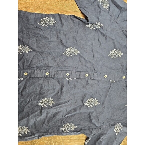 Brooks Brothers Red Fleece Ladies Linen Button Up Shirt Navy Mermaid Anchor  L - Picture 3 of 10